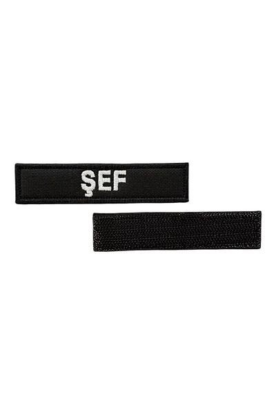 Ex Patch Patch de broderie scrisă Chef pe fundal negru - 9,5x2 cm