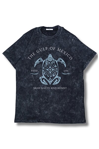 Fuddy Moda Tricou unisex lavabil cu imprimeu Golful Mexicului, tricou retro c...