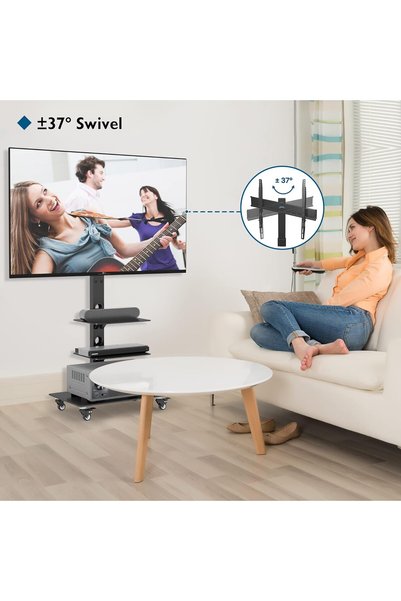 BONTEC Stand TV, Bontec, mobil,ecrane 30-70 inch,rotativ,ajustabil,40 kg max,sticla securizata,otel inox