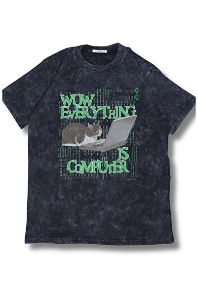 Fuddy Moda Tricou unisex Wow Everything Is Computer Written Lavabil, Tricou c...