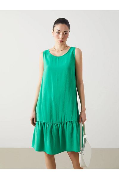 LC Waikiki Lcwaikiki Classic Green Crew Neck Women's Dress