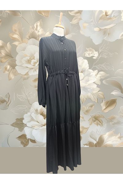 DENİZLİFE Women's Battal Size Front Button Dress