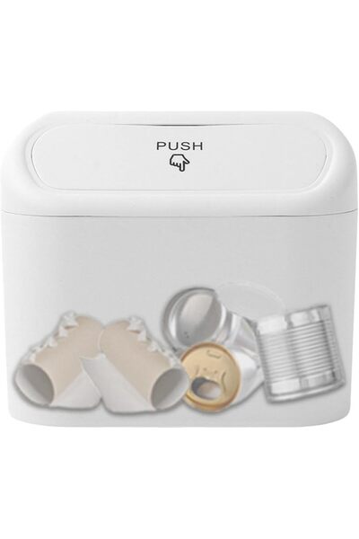 Luti Concept Auto Accessory Car Trash Can Portable In-Car Portable Organizer with Lid Trash Can White