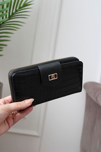 Mimoza Women's Two Compartment Zippered Wallet Crocodile Pattern