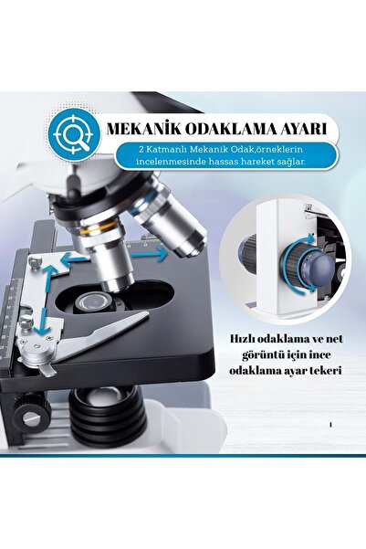 Triline 2500X Binoküler 5MP USB Kamera Bilgisayar Destekli Bileşik Biyolojik Dijital Mikroskop