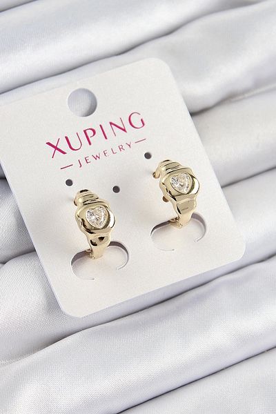 PRATİKOBA Bfs Xuping Zircon Stone Heart Model Gold Color Women's Earrings