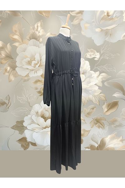 DENİZLİFE Women's Battal Size Front Button Dress