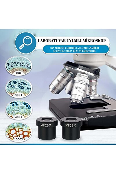 Triline 2500X Binoküler 5MP USB Kamera Bilgisayar Destekli Bileşik Biyolojik Dijital Mikroskop