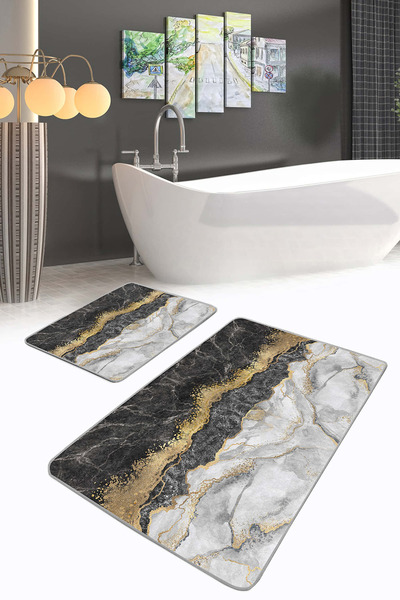 Realhomes مجموعة منشفة حمام قابلة للغسل وقاعدة غير قابلة للانزلاق ومزودة بتفا...