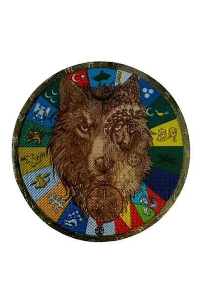 Ex Patch Patch pentru drapelul statelor turcești cu cap de lup - 8 cm