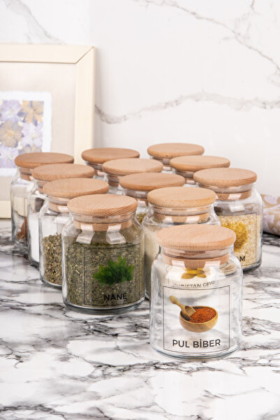 Minya Home طقم برطمانات توابل مكون من 12 قطعة، برطمان زجاجي سعة 300 مل مع غطا...