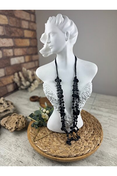 SEDEF TAKI Uzun kemik düğme model kolye