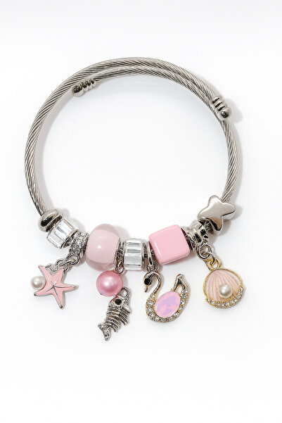 MakeWell Tarnish Free Steel Heart Star Flower Daisy Swan Designs Steel Bracel...