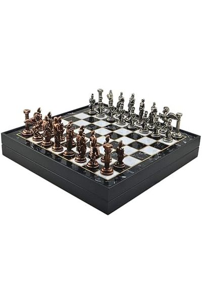 STOREMAX Ntwork Large Size Metal Peg Chess Tk. Mdf Board with Glossy and Marble Pattern Storage Box (36X36 Cm.