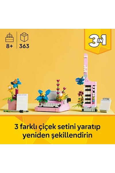 STOREMAX Ntwork Creator 3 in 1 Floral Typewriter 31169-8 Keytar for Children Age 8 and up or S