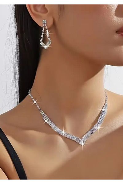 Mihra Aksesuar Necklace Earrings Set