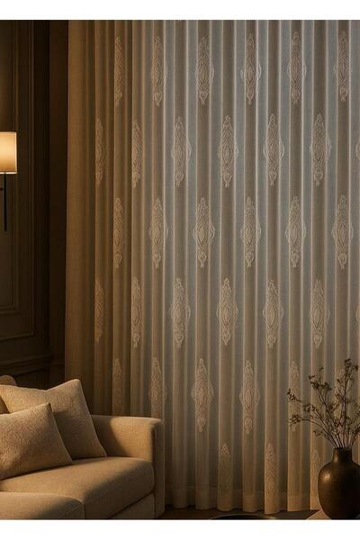 Emuz Perdele din tul cu model din material subțire 1/3 plisată, nu necesită c...