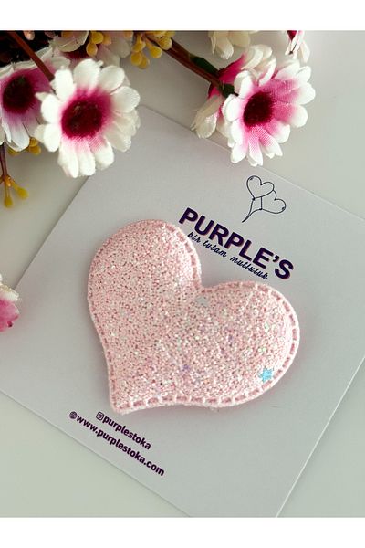 PURPLE'S BİR TUTAM MUTLULUK Large Size Pink Heart Little Hair Baby Clip