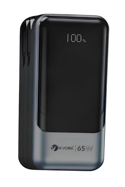 NYORK Compact 20,000mAh Power Bank with 65W Fast Charging and 2 Built-in Cables