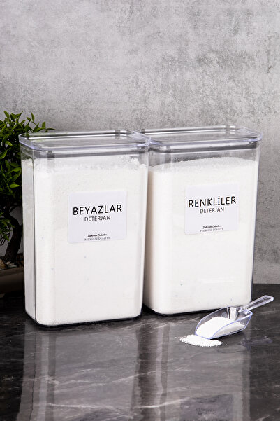 Minya Home 2 Adet 3000 ml Deterjanlık Seti Renkliler & Beyazlar Etiketli Ölçek Hediyeli Deterjan Saklama Kabı