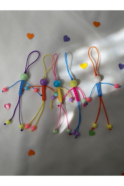 sabiha aksesuar Acrylic Beads Colored Keychain, Set of 5