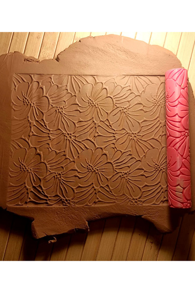 Enbceramic 15 CM ÇİÇEK SERAMİK & POLİMER KİL DOKU RULOSU DESEN OKLAVASI