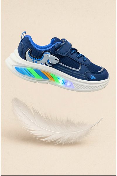 BUCKHEAD Boy's lighted sports shoes from top to bottom, memory foam sole, velcro sneaker.