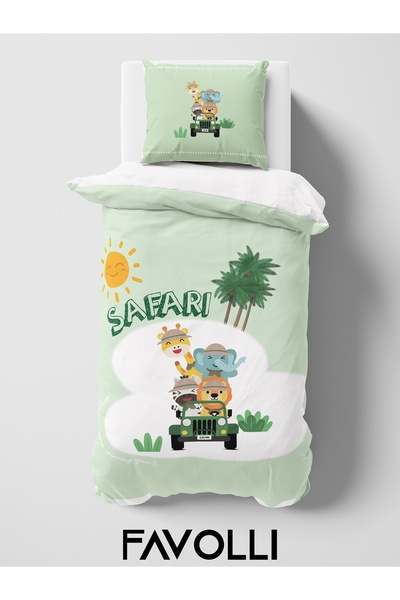 FAVOLLİ Safari Ride of Cute Animals Single High Quality Duvet Cover Set