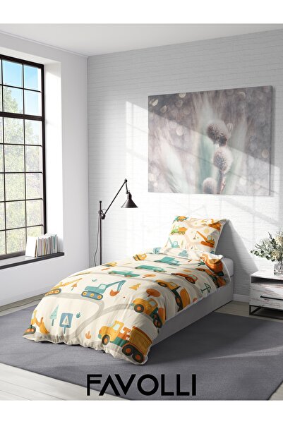 FAVOLLİ Cute World of Cars Single High Quality Duvet Cover Set