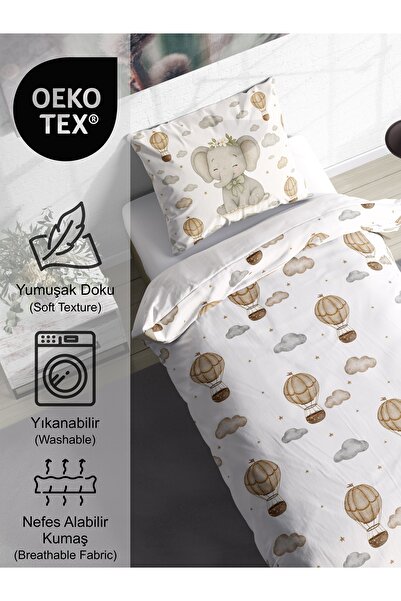 FAVOLLİ Sleepy Elephant Balloon Tale Single High Quality Duvet Cover Set