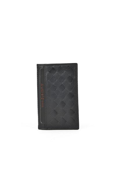 Ziya , Unisex Genuine Leather Card Holder 1539852Z04 Black