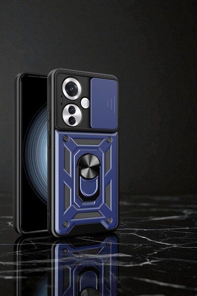 Hatreds Oppo Reno 11FS Kılıf Magnetik Standlı Kamera Korumalı Sürgülü Uyumlu