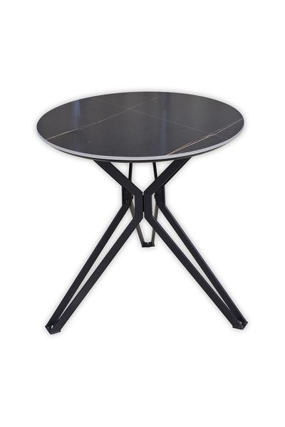 homejoyz Round Dining Table with Marble Finish Top - black - 75x70 cm