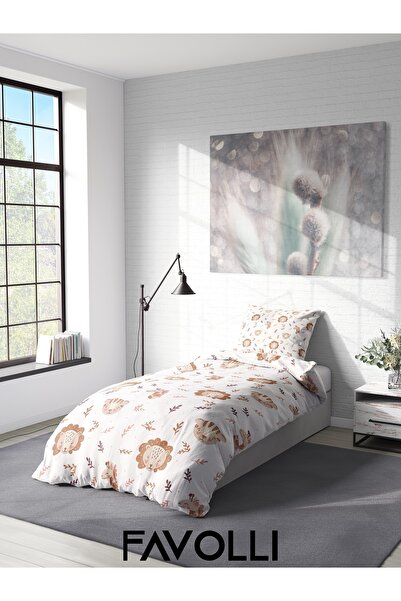 FAVOLLİ Cute Animals Sleeping Friend Single High Quality Duvet Cover Set