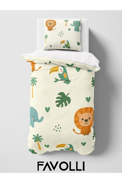 FAVOLLİ Cute Tropical Animals Single High Quality Duvet Cover Set
