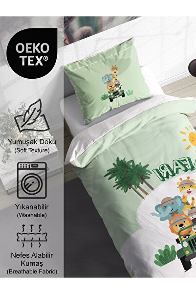 FAVOLLİ Safari Ride of Cute Animals Single High Quality Duvet Cover Set