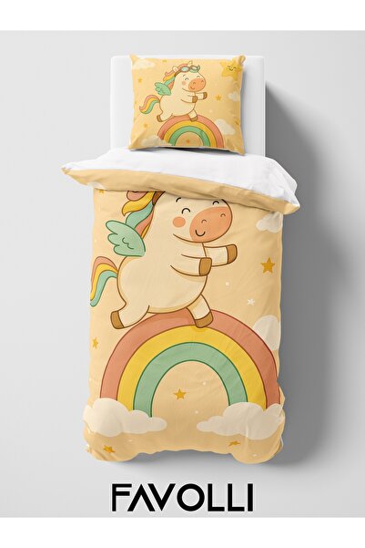 FAVOLLİ Cute Unicorn Single High Quality Duvet Cover Set
