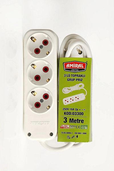 MR RZN STORE Admiral 3' Grounded Group Socket with 3 Meter Cable