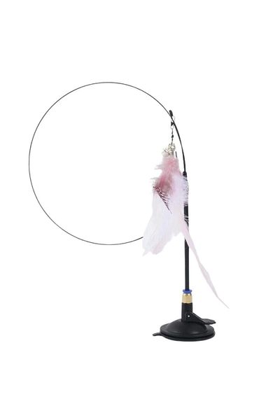 PRATİKOBA Bfs Feathered Bell Fishing Rod Cat Toy with Suction Cup and 2 Fishing Rods