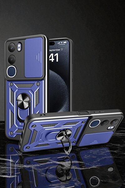 Hatreds Vivo Y19S Kılıf Magnetik Standlı Kamera Korumalı Sürgülü Kılıf