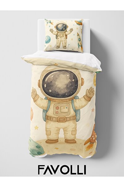 FAVOLLİ Space Adventure Single High Quality Duvet Cover Set