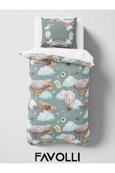 FAVOLLİ Adventure Time Sky Sleep Single High Quality Duvet Cover Set