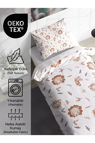 FAVOLLİ Cute Animals Sleeping Friend Single High Quality Duvet Cover Set