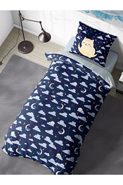 FAVOLLİ Sleepy Night Cat Single High Quality Duvet Cover Set