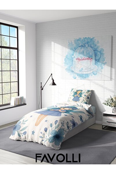 FAVOLLİ Fairy Blue Dream Single High Quality Duvet Cover Set