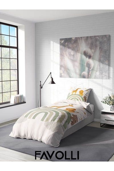 FAVOLLİ Rainbow Ride of Cute Animals Single High Quality Duvet Cover Set