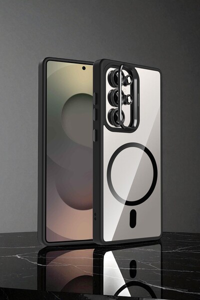 Hatreds Galaxy S25 Ultra Kılıf Standlı ve Kamera Lens Hediyeli M-Safe Şarj Öz...