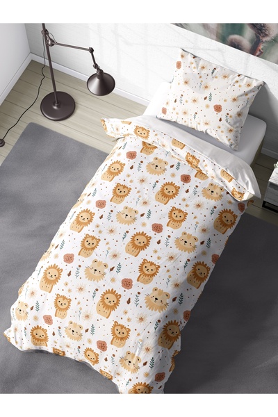 FAVOLLİ Cute Lions Pattern Single High Quality Duvet Cover Set