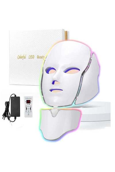 Arabest LED Light Therapy Mask with Remote, 7-Color Facial Skin Care Device for Home Use on Face and Neck