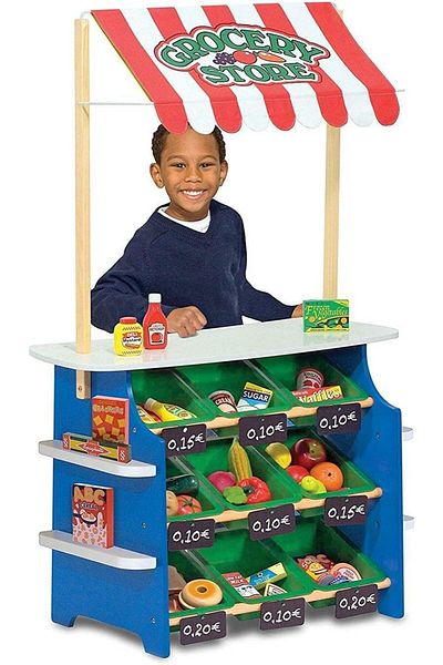 STOREMAX Ntwork & Doug Wooden Say and Lemonade Stand, Reversible, Awning, 9 Boxen, Blackboards